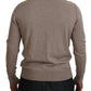Brown Virgin Wool Crew Neck Pullover Sweater