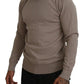 Brown Virgin Wool Crew Neck Pullover Sweater