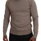 Brown Virgin Wool Crew Neck Pullover Sweater
