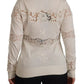 Off White Lace Button Down Cardigan Sweater
