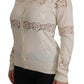 Off White Lace Button Down Cardigan Sweater