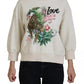 Beige Jungle Printed Pullover Cotton Sweater