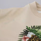 Beige Jungle Printed Pullover Cotton Sweater