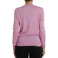 Pink Floral Crew Neck Button Cardigan Sweater