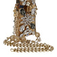 Gold Metal Crystal Embellished Mini Crossbody Bag