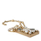 Gold Metal Crystal Embellished Mini Crossbody Bag