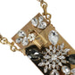 Gold Metal Crystal Embellished Mini Crossbody Bag