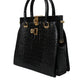 Black Exotic Leather Top Handle Tote Women Bag