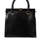 Black Exotic Leather Top Handle Tote Women Bag