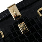 Black Exotic Leather Top Handle Tote Women Bag