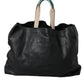Black Leather #DGFamily Patch Shopping Tote Bag