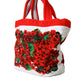 White Red Floral Canvas Logo Shopping Tote Bag