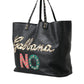 Black BEATRICE Leather Embellished Shopping Tote Bag