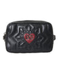 Black Leather Marsupio Quilting Love Belt Fanny Pack Bag