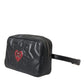 Black Leather Marsupio Quilting Love Belt Fanny Pack Bag