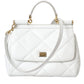 White Quilted Leather SICILY Hand Shoulder Purse Satchel Bag