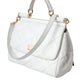 White Quilted Leather SICILY Hand Shoulder Purse Satchel Bag