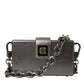 Metallic Gray Calfskin Leather DG BOX Shoulder Bag