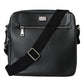 Black Leather DG Logo Plaque Messenger Cross Body Bag