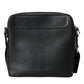 Black Leather DG Logo Plaque Messenger Cross Body Bag