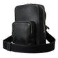 Black Calfskin Leather Logo Palermo Crossbody Bag