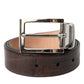 Brown Croc Leather Silver Metal Buckle Belt Men