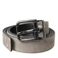 Beige Suede Leather Silver Metal Buckle Belt