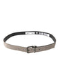 Beige Suede Leather Silver Metal Buckle Belt