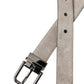 Beige Suede Leather Silver Metal Buckle Belt