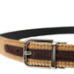 Brown Velvet Silver Metal Buckle Belt Men