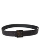 Black Calf Leather Square Metal Buckle Belt