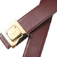 Burgundy Leather Square Metal Buckle Belt