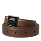 Bronze Leather Square Metal Buckle Belt