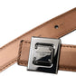 Bronze Leather Square Metal Buckle Belt