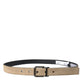 Beige Suede Leather Silver Metal Buckle Belt