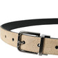 Beige Suede Leather Silver Metal Buckle Belt