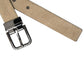Beige Suede Leather Silver Metal Buckle Belt