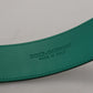Green Amore Leather Logo Buckle Women Belt