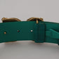 Green Amore Leather Logo Buckle Women Belt