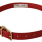 Red Calfskin Leather Gold Metal Buckle Belt