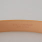 Beige Exotic Leather Gold Metal Buckle Belt