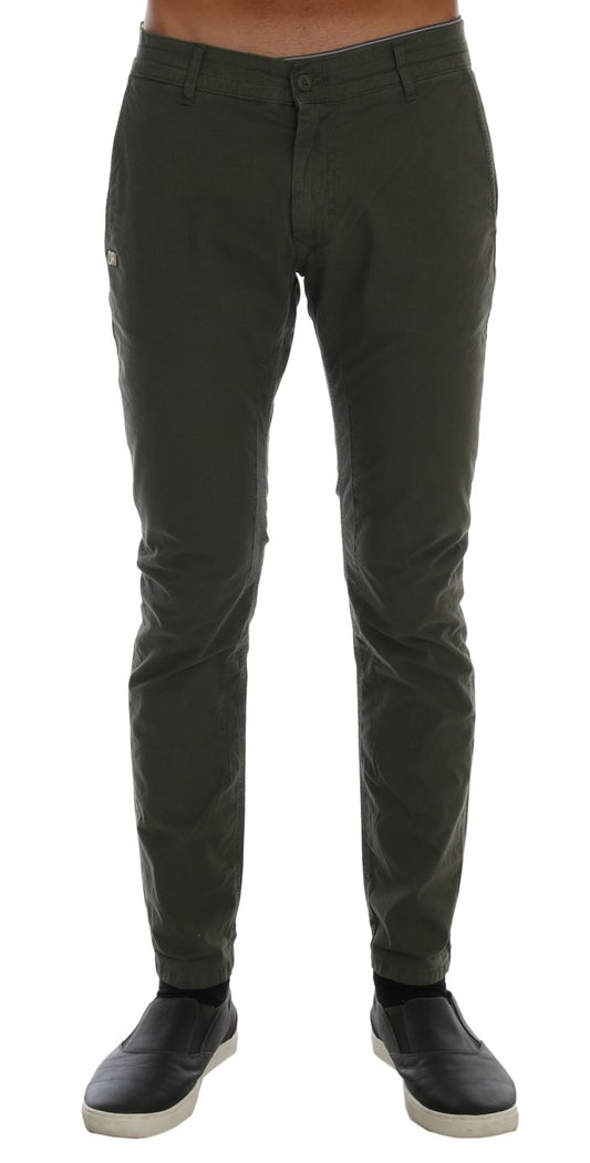 Elegant Slim Fit Green Chinos