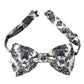 White Black Floral Adjustable Men Neck Bow Tie