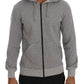 Chic Gray Full-Zip Cotton Hoodie