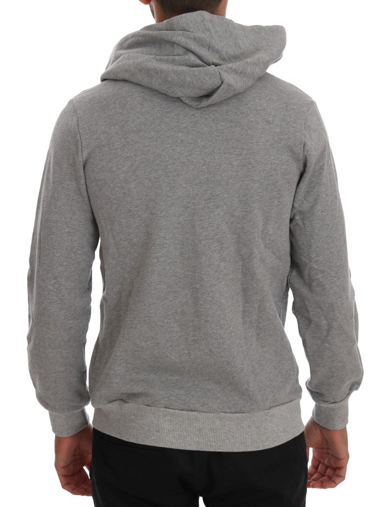 Chic Gray Full-Zip Cotton Hoodie