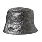 Metallic Silver Polyester Bucket Hat Men