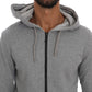 Chic Gray Full-Zip Cotton Hoodie