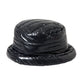 Black Quilted Faux Leather Bucket Hat Men
