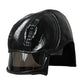 Black Leather Helmet Visor Bucket Hat Men