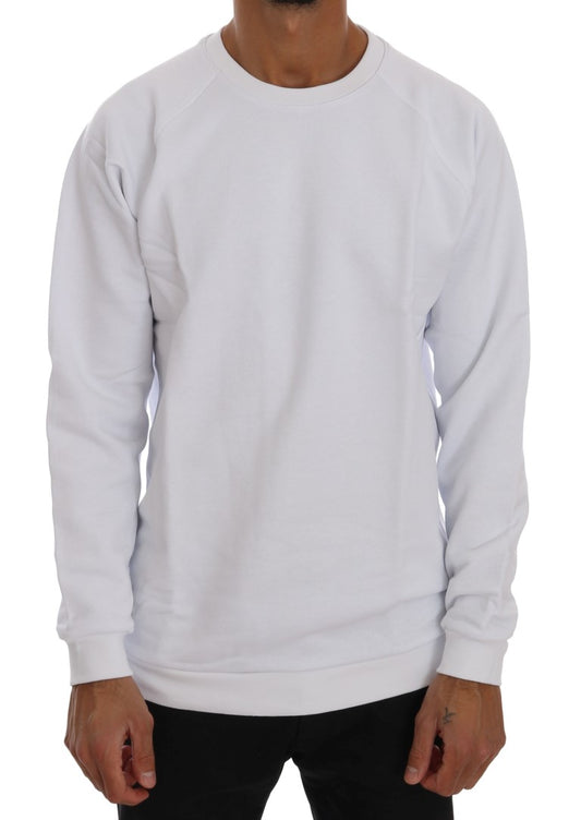 Elegant White Crewneck Cotton Sweater